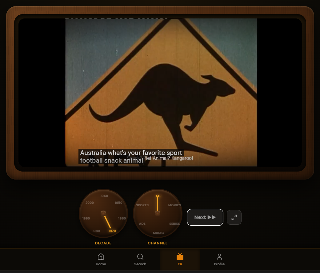 The Tiempa television, playing an Australian advertisement from 1970